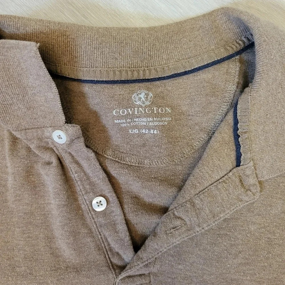 Covington‎ Tan Short Sleeve Collared Polo Shirt Mens Size L - Picture 3 of 3